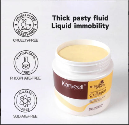 Karseell Collagen Maca Hair Treatment Deep Repair Conditioning Hair Mask Argan Oil Coconut Oil Essence For Dry Damaged Hair All Hair Types 16.90 Oz 500ml