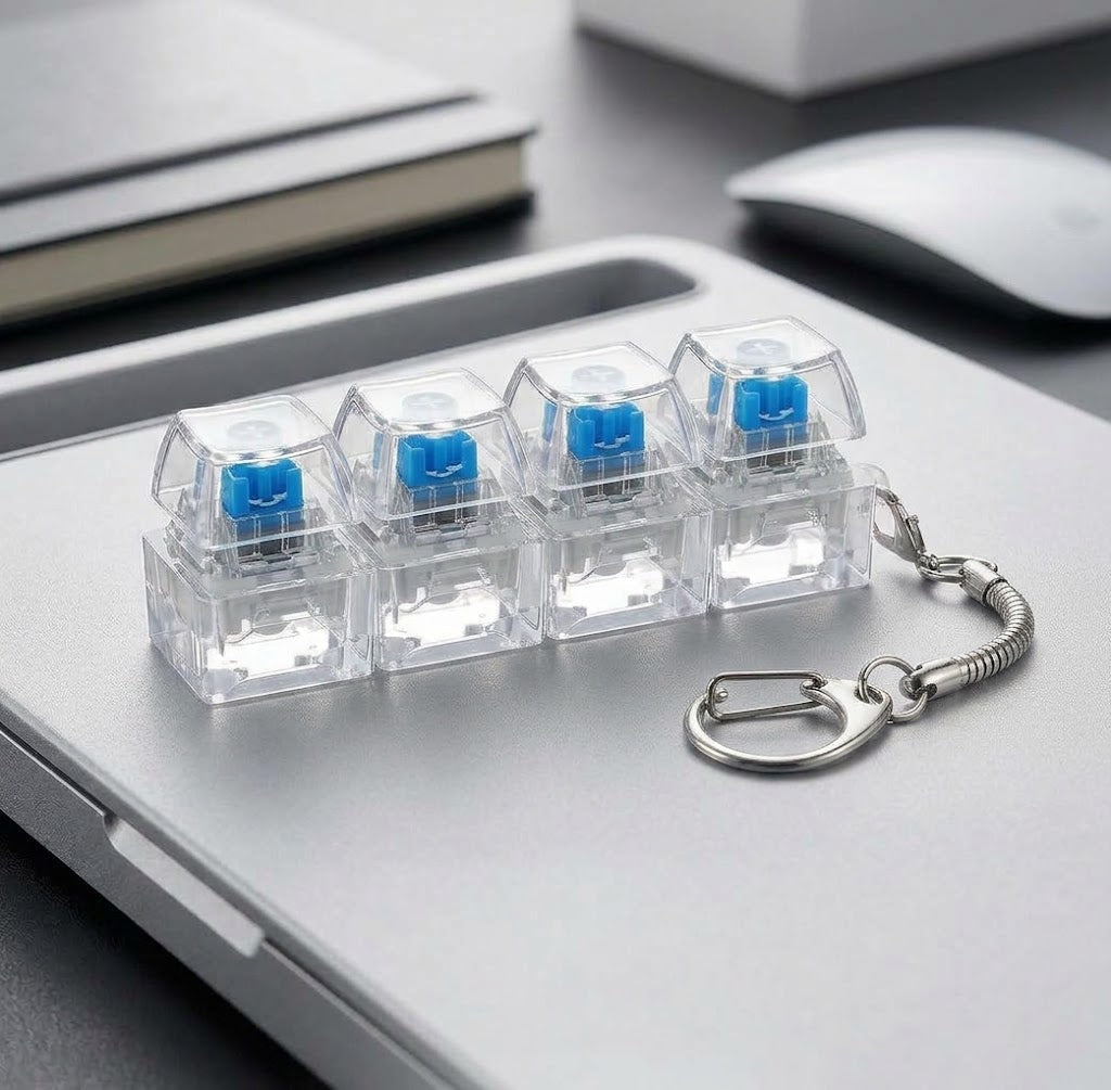 4-Key Keyboard Switch Keychain & Fidget Clicker Desk Toy