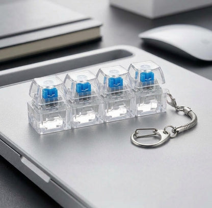 4-Key Keyboard Switch Keychain & Fidget Clicker Desk Toy